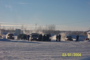 2004.32 - Cars waiting for us at Fort Vermilion - Jan 03 2004